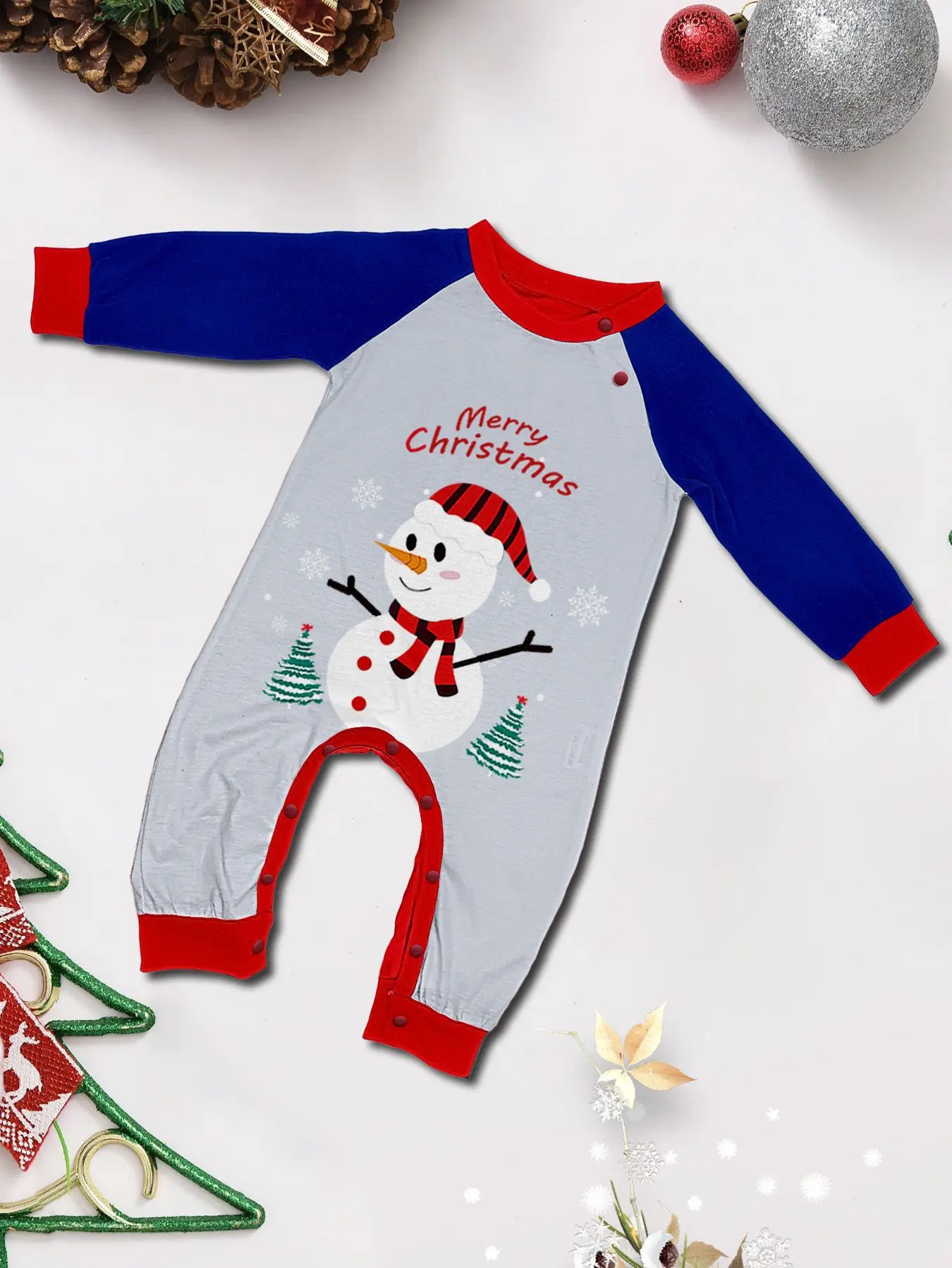 Pijama De Navidad Con Estampado De Payaso De Nieve Adecuado Para Padres E Hijos Material De Poliéster Flannel Suave Para Todas Las Estaciones display picture 13