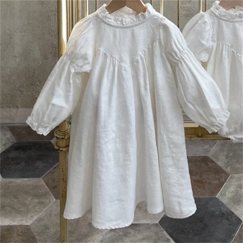 Robe Midi Fillette Style Coréen Automne Nouvelle Mode Col Chinois Robe Douce En Coton Couleur Unie Robe Parent-Enfant display picture 10