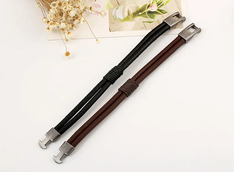 Pulsera De Piel De Vacuno Accesorios Para Hombres Cuero Tejido A Mano Cuero Hombres display picture 5