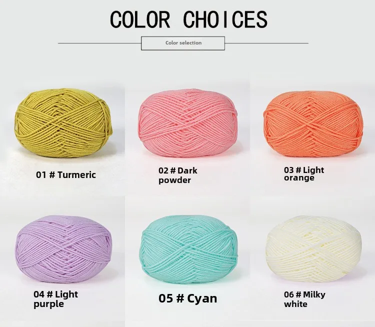 Yerba De Algodón Para Tejer Suave Para Juguetes Y Niños 4 Plios Mezcla De Hilo De Leche Para Crochet Y Tejer Para Bebés display picture 8