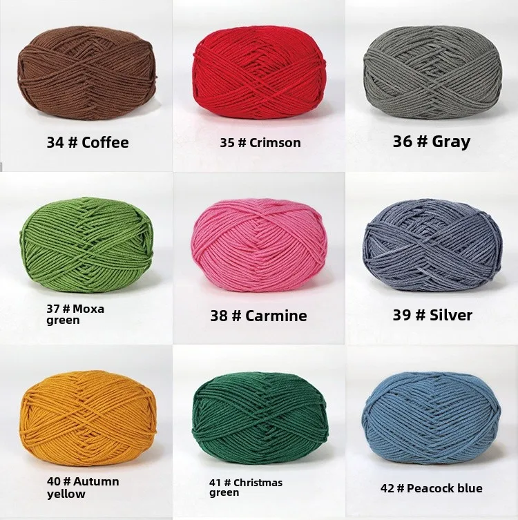 Yarn En Coton Lait Quatre-Plis Mixte Pour Tricotage Et Coudre Outil De Création De Jouets Et Vêtements Pour Enfants display picture 12