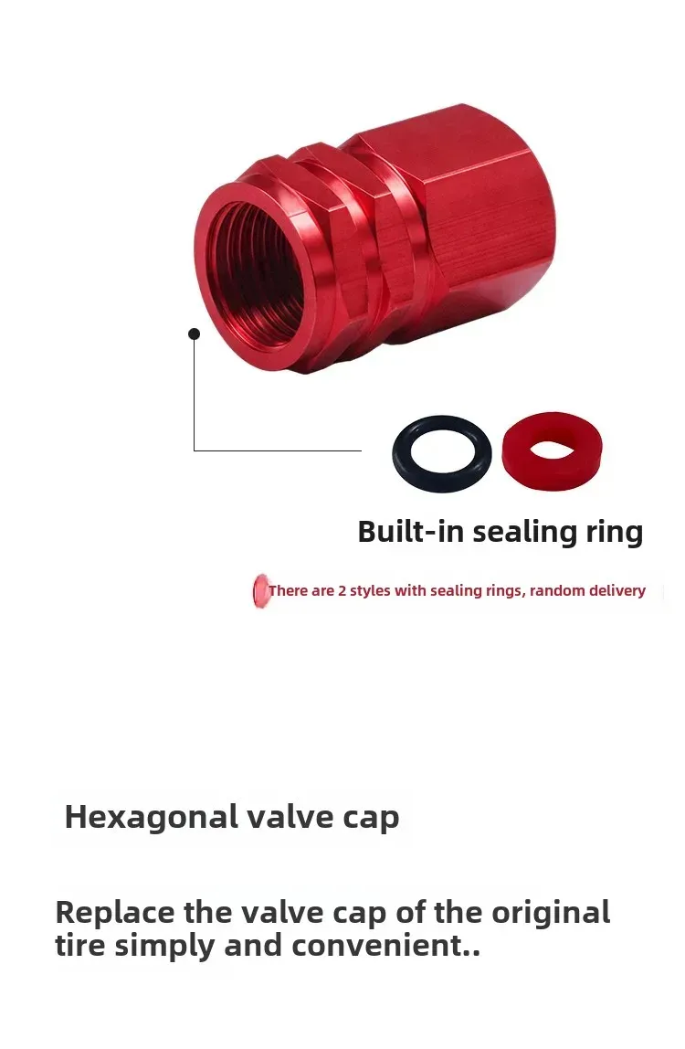 Aluminum Alloy Car Tire Valve Caps Motorcycle Electric Vehicle Universal Wheel Tyre Pressure Monitoring Accessory display picture 5