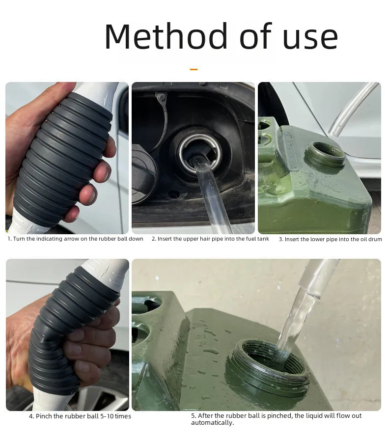 Manual  Gasoline Oil Suction Pump Tube Kit With Airbag And Metal Clamp For Car And Truck Fuel Oil Transfer display picture 15