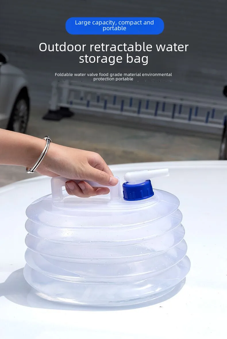 Outdoor Camping Portable Large Capacity Foldable Water Bucket Handheld With Faucet Bucket PE Material Other Automotive Safety Supplies display picture 1