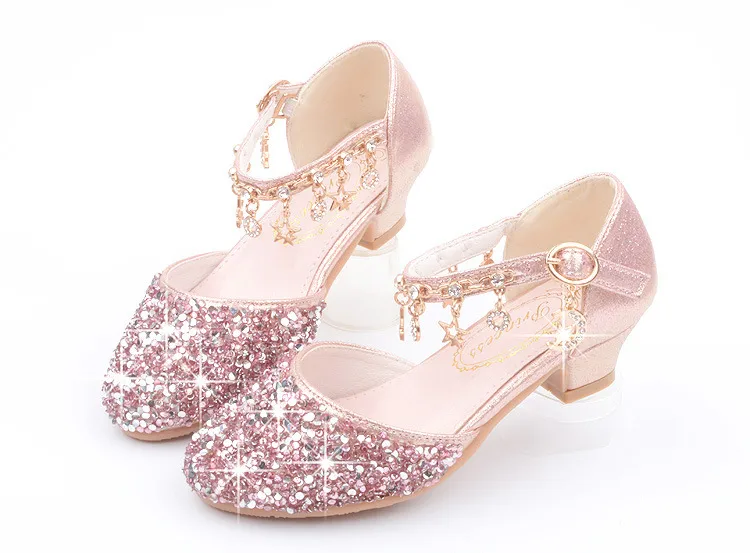 Princess High Heels Crystal Performance Silver Shoes For Girls Spring Autumn New Style Children's Footwear Low Cut Ultra Leather display picture 9