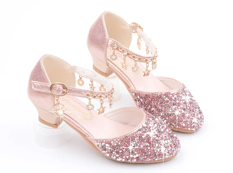 Princess High Heels Crystal Performance Silver Shoes For Girls Spring Autumn New Style Children's Footwear Low Cut Ultra Leather display picture 10