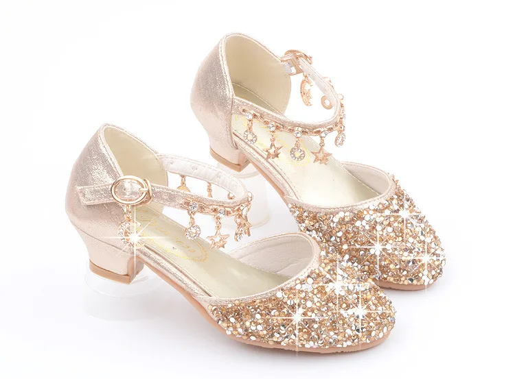 Princess High Heels Crystal Performance Silver Shoes For Girls Spring Autumn New Style Children's Footwear Low Cut Ultra Leather display picture 14