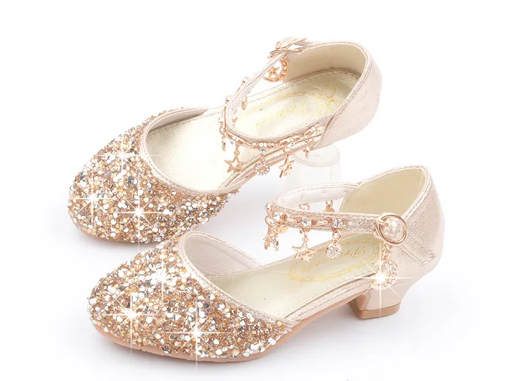 Princess High Heels Crystal Performance Silver Shoes For Girls Spring Autumn New Style Children's Footwear Low Cut Ultra Leather display picture 15