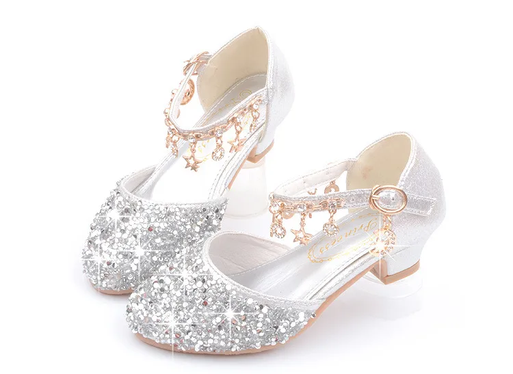 Princess High Heels Crystal Performance Silver Shoes For Girls Spring Autumn New Style Children's Footwear Low Cut Ultra Leather display picture 17