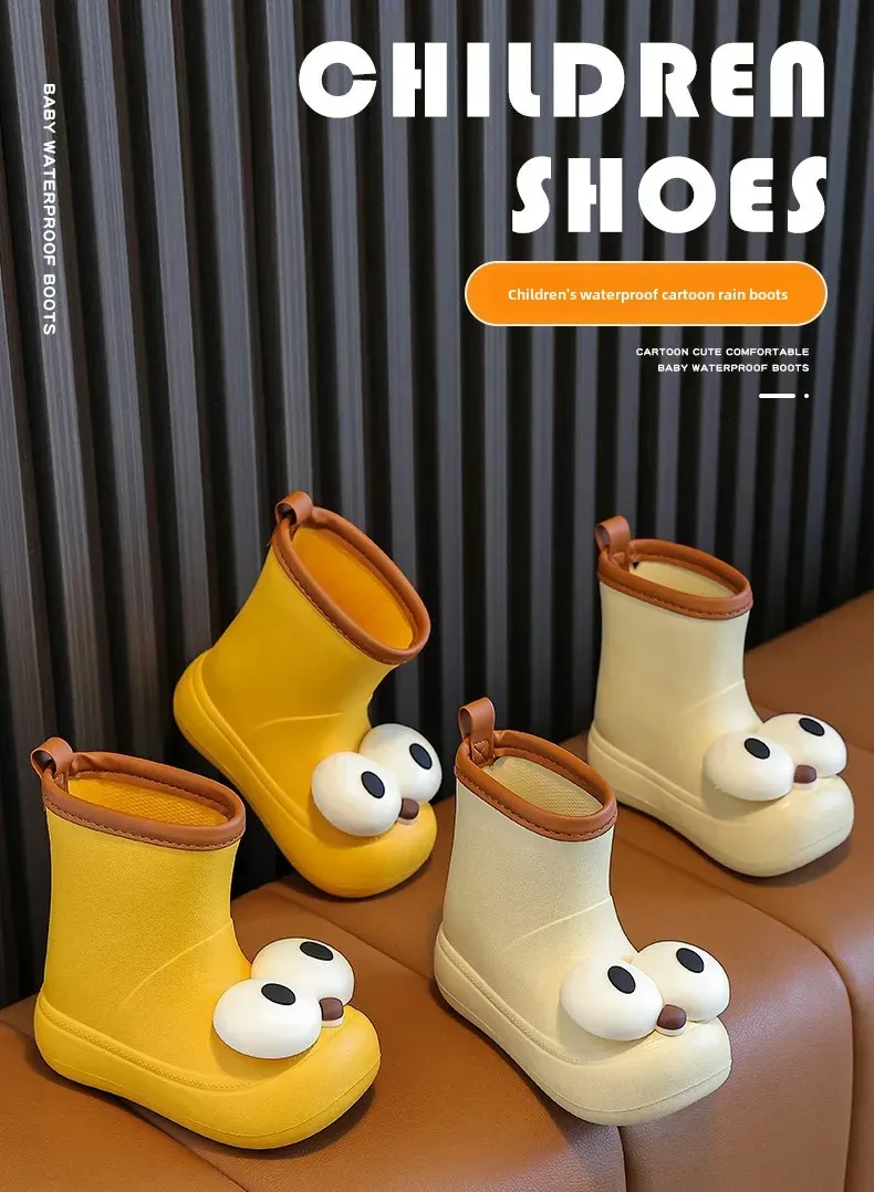 Bottes De Pluie Enfant Antidérapantes Imperméables À Motif De Yeux Grands Unisexe Bottines Mi-Mollet En EVA Pour Enfants display picture 1