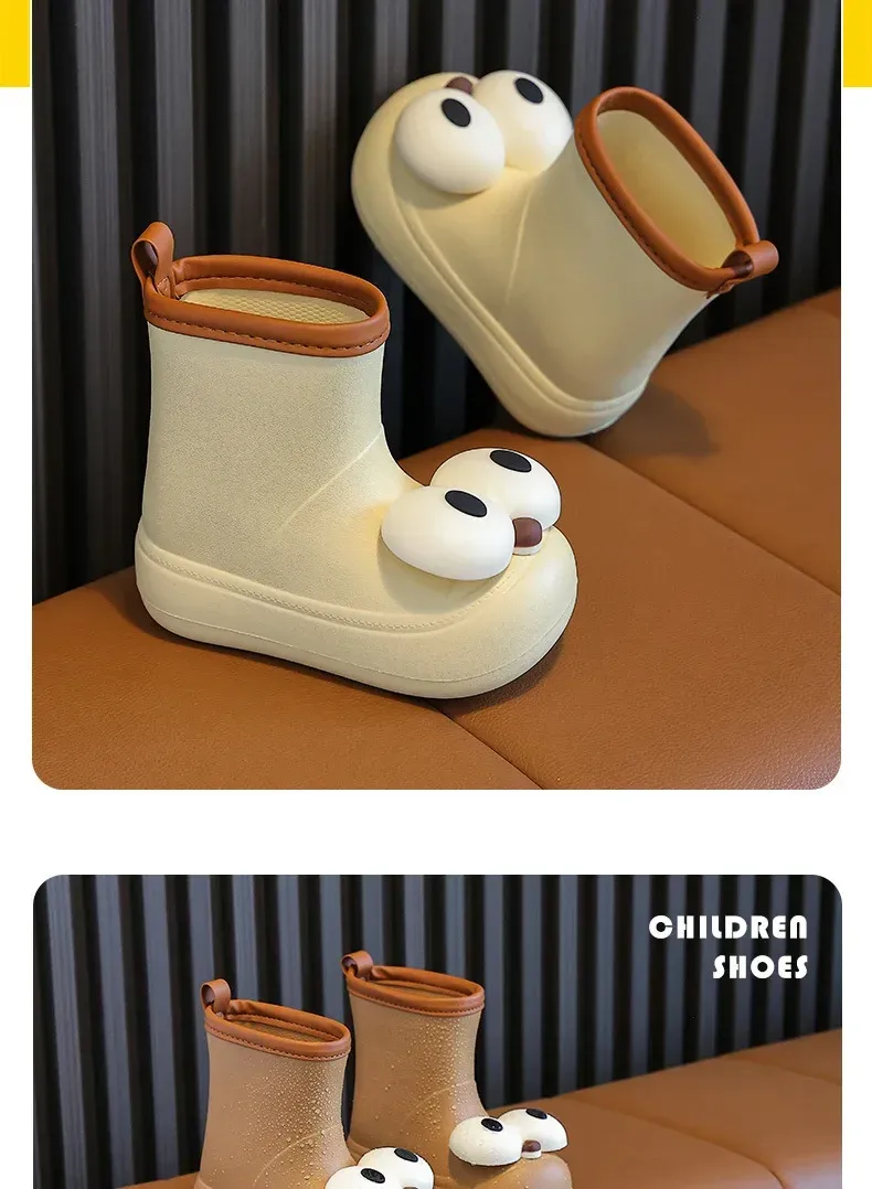 Cute Children's Rain Boots Anti-Slip Waterproof Cartoon Big Eyes Unisex Toddler Water Shoes Mid-Calf EVA Rain Boots For Kids display picture 11