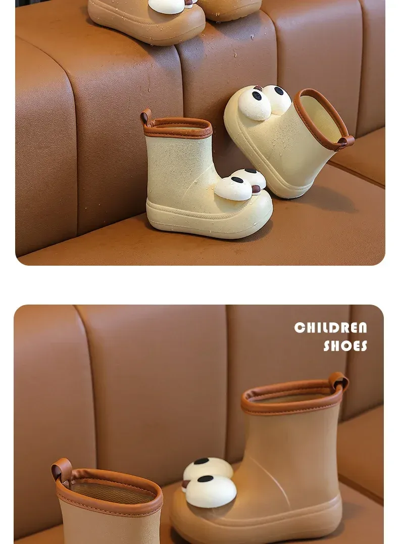 Cute Children's Rain Boots Anti-Slip Waterproof Cartoon Big Eyes Unisex Toddler Water Shoes Mid-Calf EVA Rain Boots For Kids display picture 12