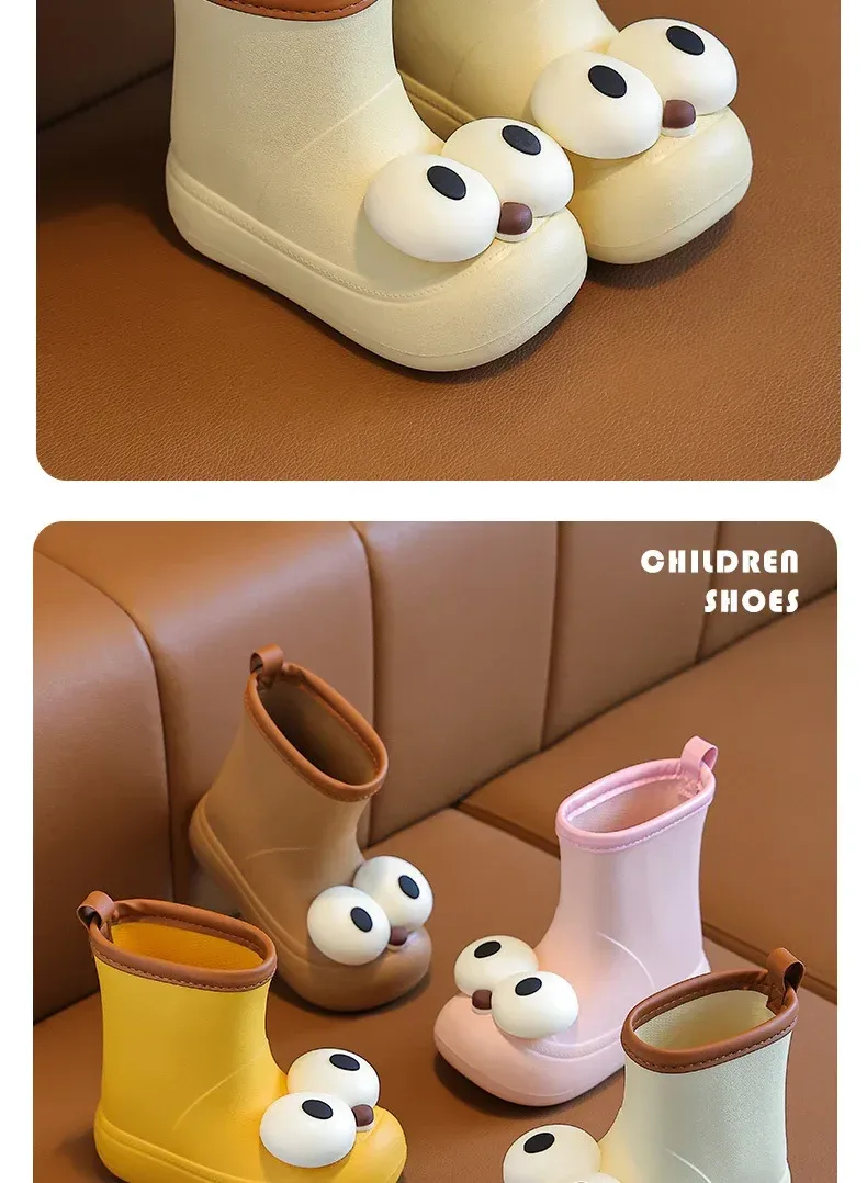 Bottes De Pluie Enfant Antidérapantes Imperméables À Motif De Yeux Grands Unisexe Bottines Mi-Mollet En EVA Pour Enfants display picture 15