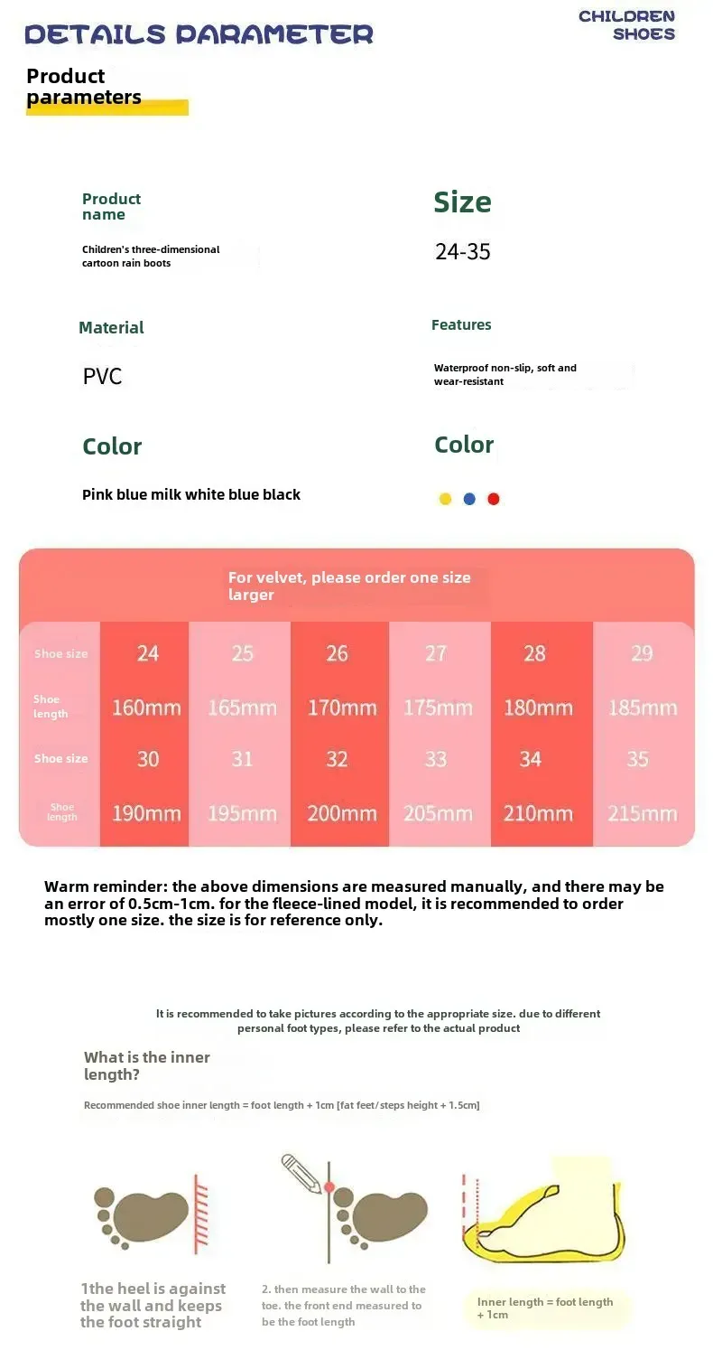 Bottes De Pluie Enfant Thermiques En Coton Antidérapantes Unisexe Motif Cartoon Chaudes Bottes Courtes En PVC Pour  Les Saisons display picture 1