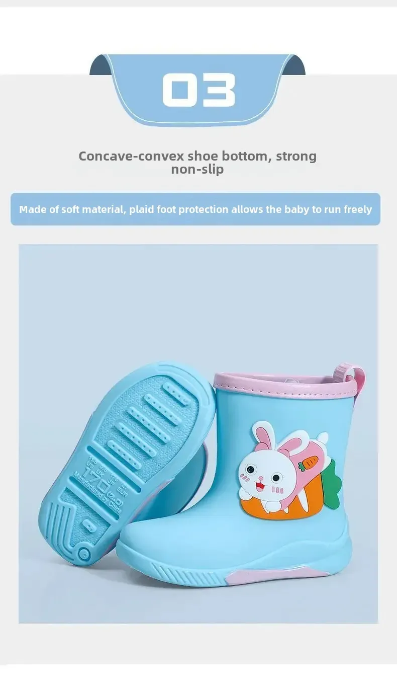 Children's Fashion Rain Boots Thermal Cotton Anti-slip Unisex Cute Cartoon Warm Short Boots All Seasons PVC Material Low Heel display picture 8