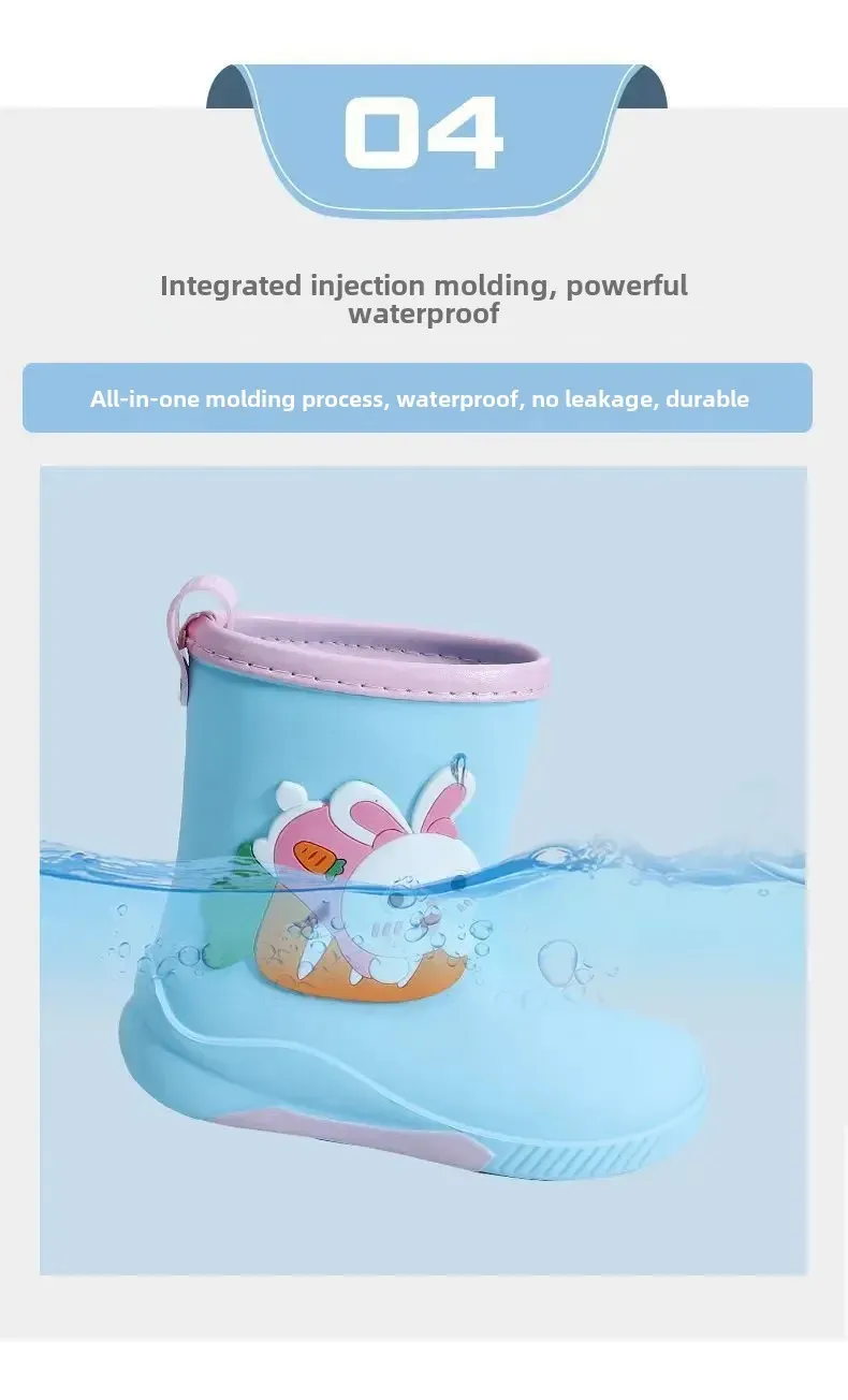 Children's Fashion Rain Boots Thermal Cotton Anti-slip Unisex Cute Cartoon Warm Short Boots All Seasons PVC Material Low Heel display picture 9
