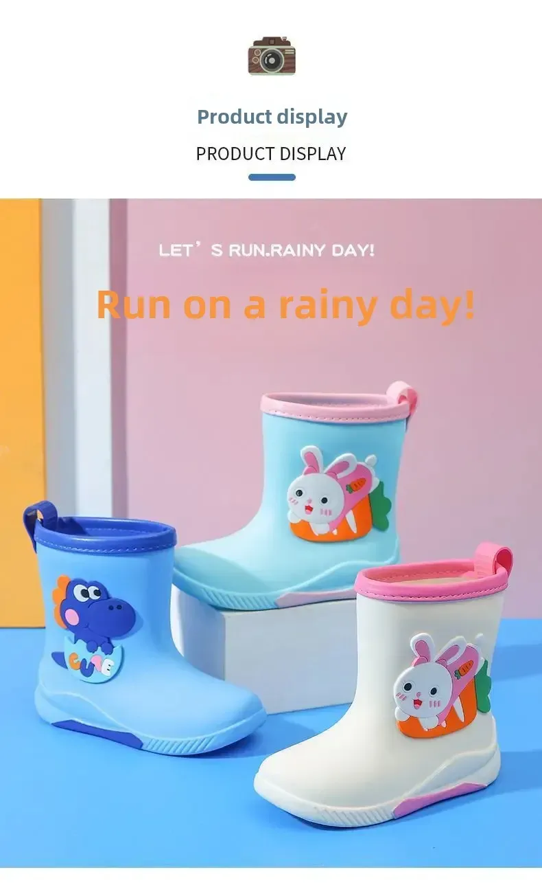 Bottes De Pluie Enfant Thermiques En Coton Antidérapantes Unisexe Motif Cartoon Chaudes Bottes Courtes En PVC Pour  Les Saisons display picture 10
