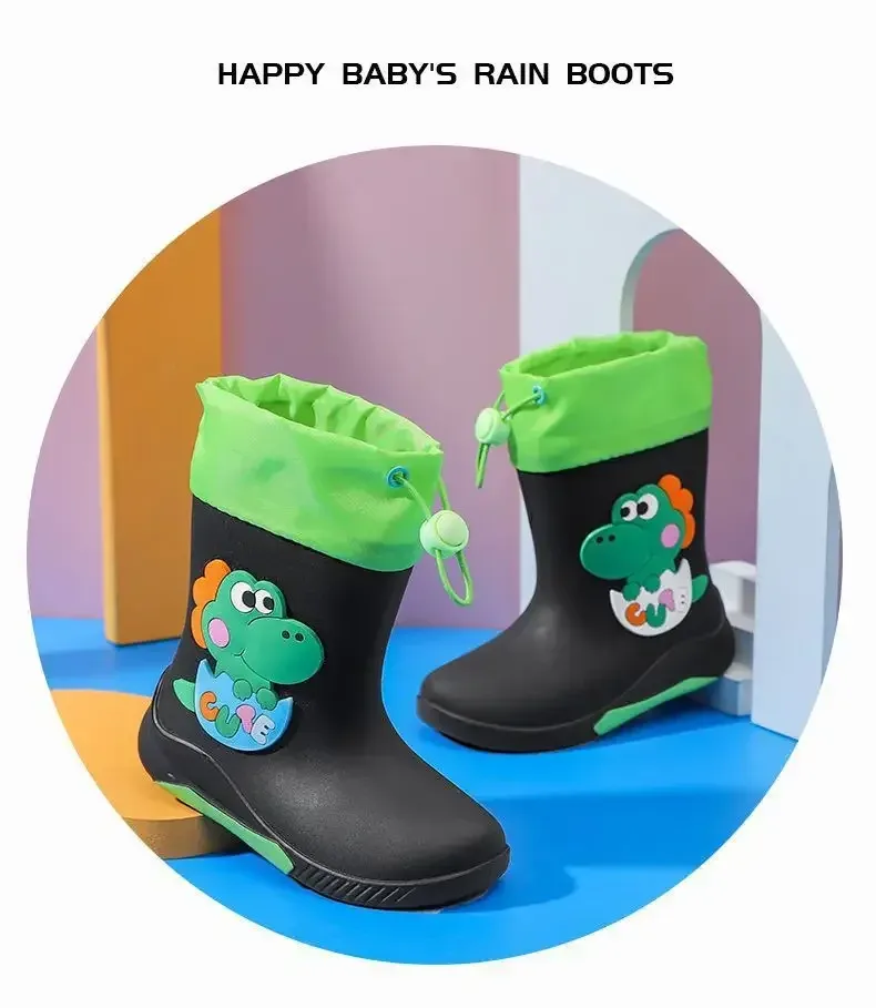 Children's Fashion Rain Boots Thermal Cotton Anti-slip Unisex Cute Cartoon Warm Short Boots All Seasons PVC Material Low Heel display picture 13