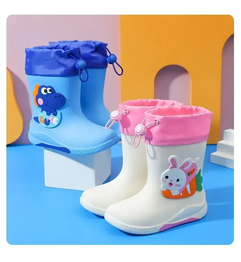 Bottes De Pluie Enfant Thermiques En Coton Antidérapantes Unisexe Motif Cartoon Chaudes Bottes Courtes En PVC Pour  Les Saisons display picture 19