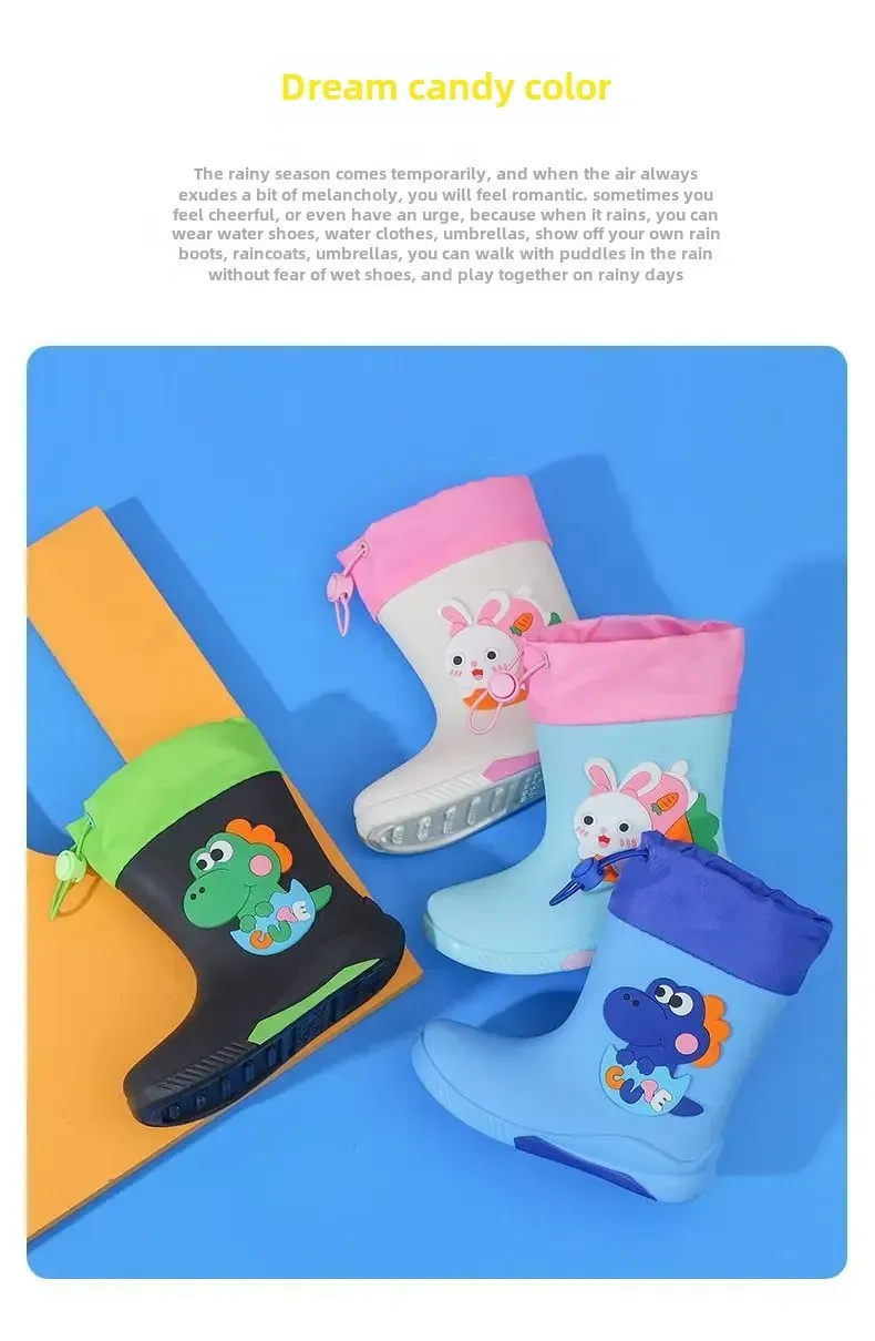 Bottes De Pluie Enfant Thermiques En Coton Antidérapantes Unisexe Motif Cartoon Chaudes Bottes Courtes En PVC Pour  Les Saisons display picture 22
