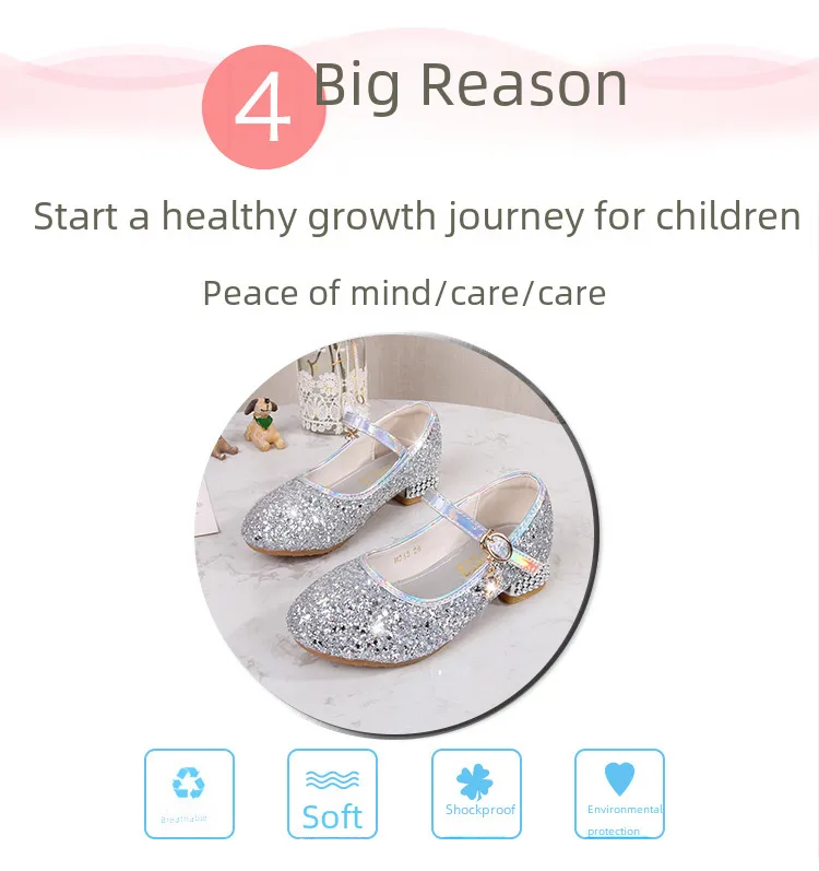 Girls High Heel Shoes Children's Fashion Piano Show Performance Shiny Sequins Princess Shoes Synthetic Leather Uppers Rubber Soles display picture 2