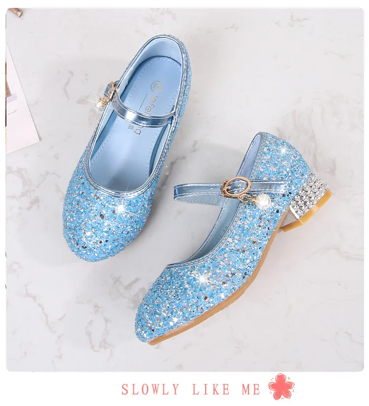 Girls High Heel Shoes Children's Fashion Piano Show Performance Shiny Sequins Princess Shoes Synthetic Leather Uppers Rubber Soles display picture 10