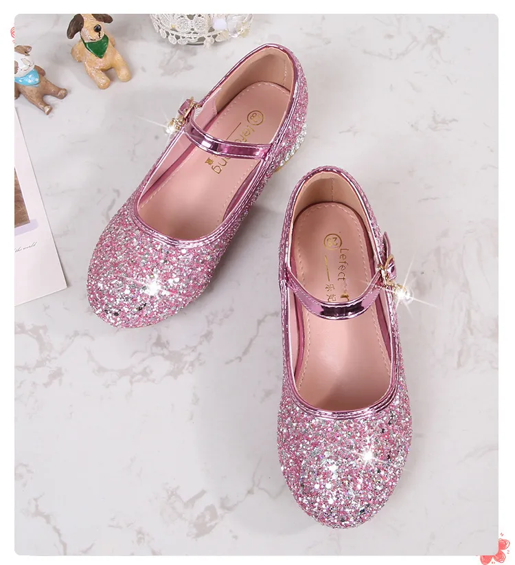 Girls High Heel Shoes Children's Fashion Piano Show Performance Shiny Sequins Princess Shoes Synthetic Leather Uppers Rubber Soles display picture 13