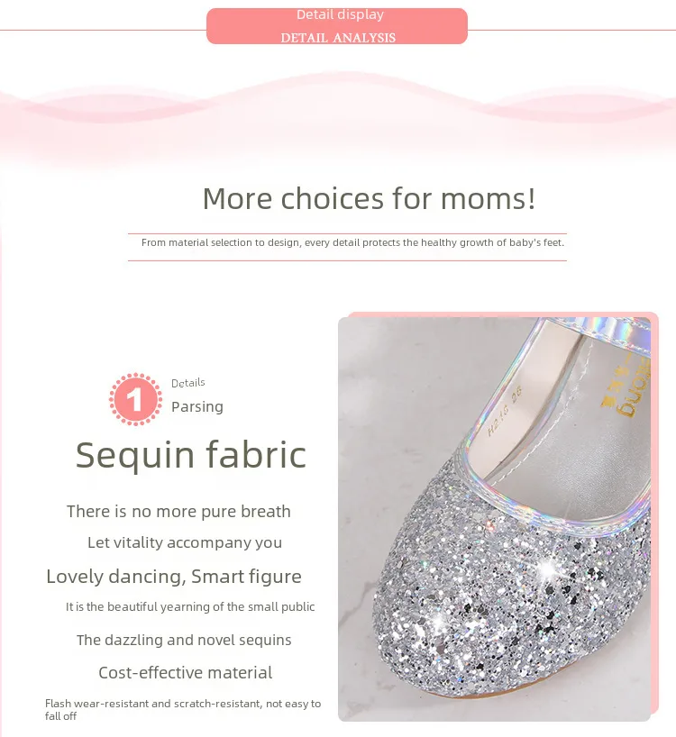 Girls High Heel Shoes Children's Fashion Piano Show Performance Shiny Sequins Princess Shoes Synthetic Leather Uppers Rubber Soles display picture 14