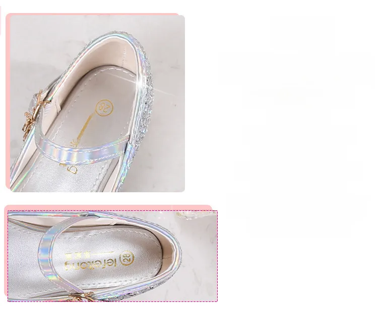 Girls High Heel Shoes Children's Fashion Piano Show Performance Shiny Sequins Princess Shoes Synthetic Leather Uppers Rubber Soles display picture 15