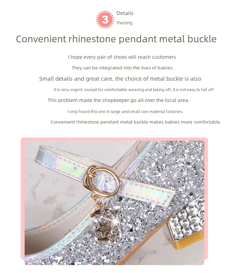 Girls High Heel Shoes Children's Fashion Piano Show Performance Shiny Sequins Princess Shoes Synthetic Leather Uppers Rubber Soles display picture 16