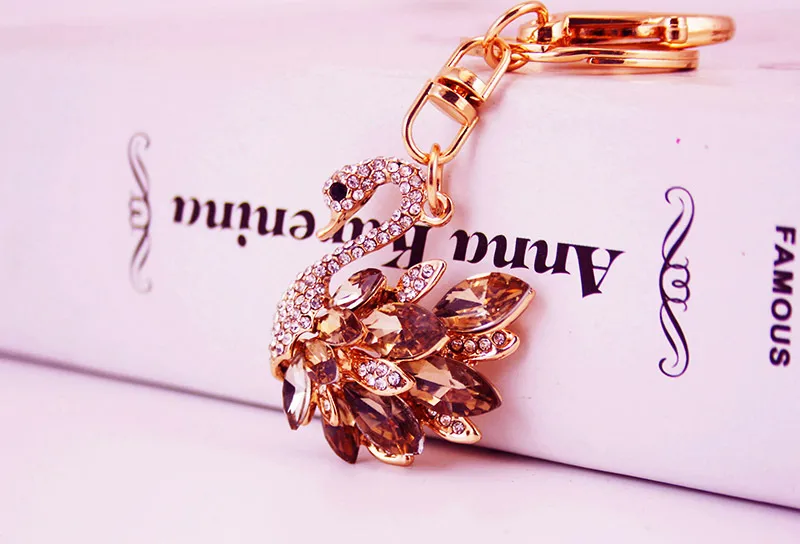 Korean Creative Cute Diamond White Swan  Keychain display picture 4