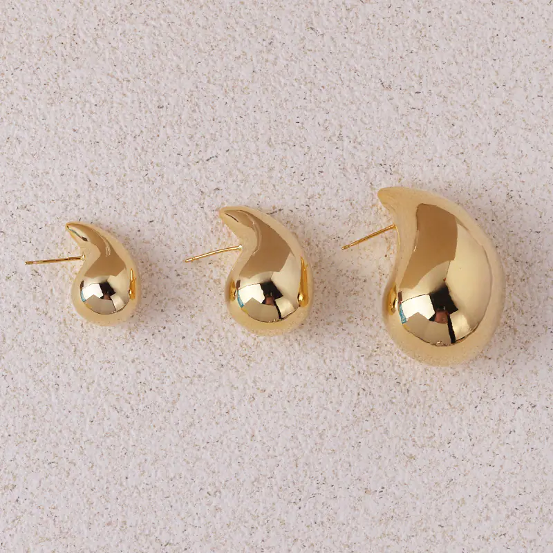 1 Pair Water Droplets Retro Copper Plating Ear Studs display picture 6