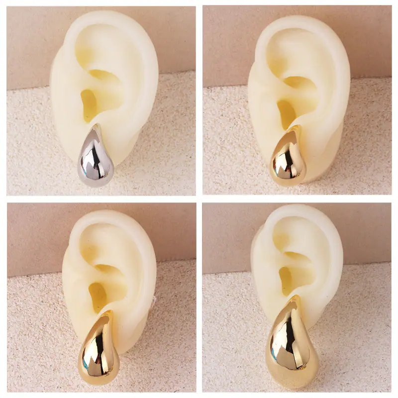 1 Pair Water Droplets Retro Copper Plating Ear Studs display picture 5