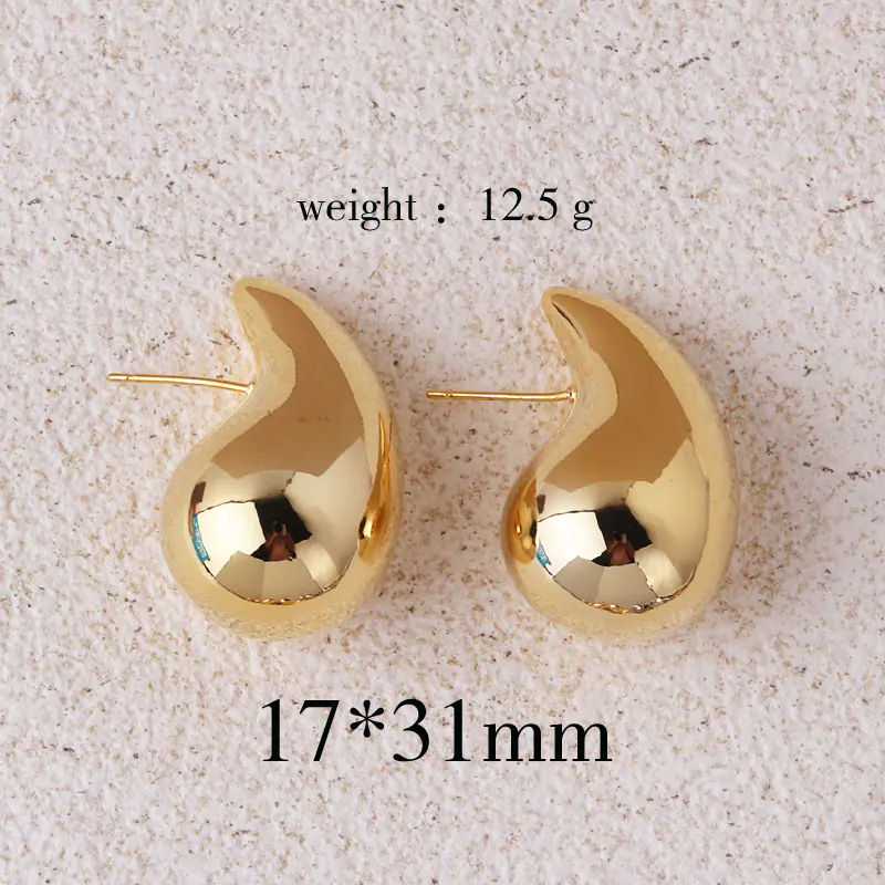1 Pair Water Droplets Retro Copper Plating Ear Studs display picture 2