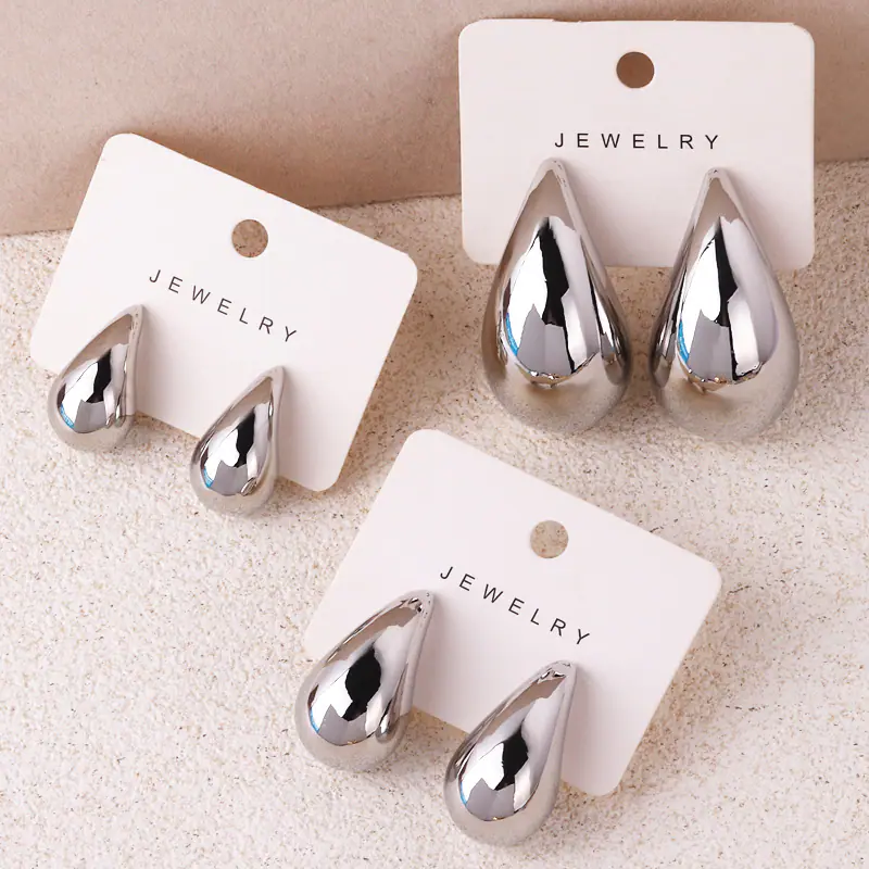 1 Pair Water Droplets Retro Copper Plating Ear Studs display picture 8