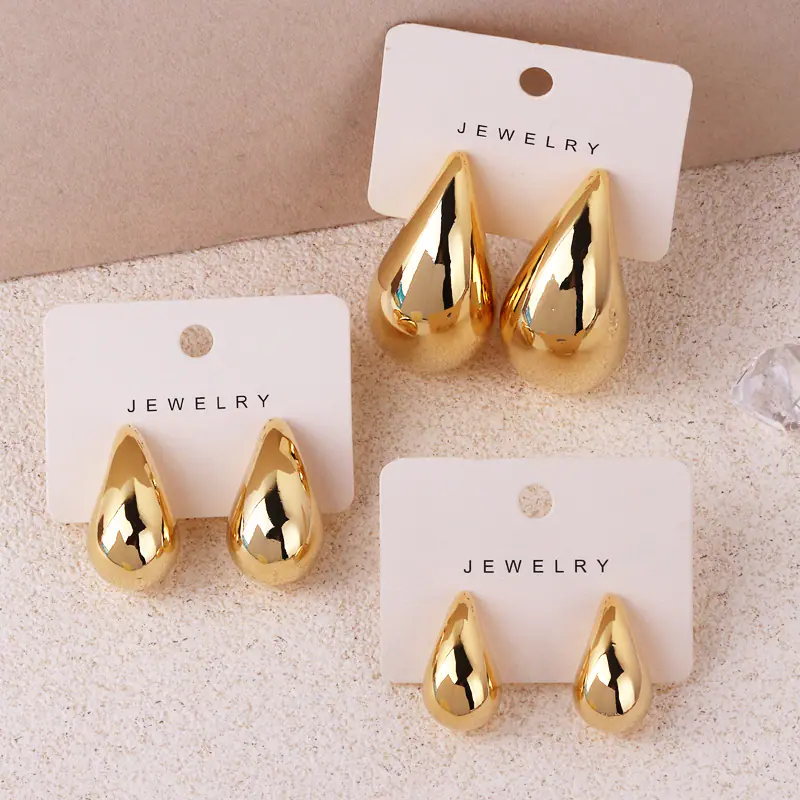 1 Pair Water Droplets Retro Copper Plating Ear Studs display picture 7