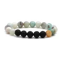 Vente Chaude 8mm Sunstone Noir Cheveux Cristal  Pierre Bracelet Européen Et Américain Hommes De Pierre Volcanique Bracelet main image 1