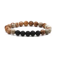 Vente Chaude 8mm Sunstone Noir Cheveux Cristal  Pierre Bracelet Européen Et Américain Hommes De Pierre Volcanique Bracelet main image 5