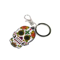 Nouveau Diy Creative Acrylique Crâne Porte-clés Halloween Fantôme Tête Pendentif Anneau En Stock En Gros main image 2