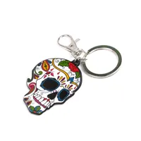 Nouveau Diy Creative Acrylique Crâne Porte-clés Halloween Fantôme Tête Pendentif Anneau En Stock En Gros main image 3