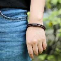 Pulsera De Piel De Vacuno Accesorios Para Hombres Cuero Tejido A Mano Cuero Hombres main image 2