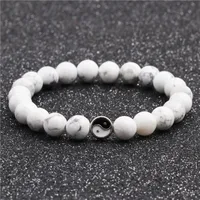 Fabricant Yin Et Yang Potins Perlé Bracelet Blanc Turquoise Noir Givré Perlé Bracelet Couple Bracelet main image 3