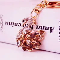 Korean Creative Cute Diamond White Swan  Keychain main image 3