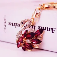 Korean Creative Cute Diamond White Swan  Keychain sku image 4