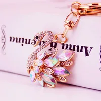 Korean Creative Cute Diamond White Swan  Keychain sku image 6