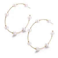 Lettre Style Vintage Perle Artificielle Alliage Des Boucles D'Oreilles main image 5