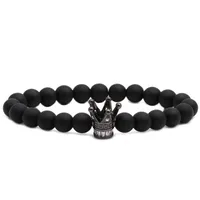 Crown Hip-Hop Vintage Style Black Matte Stone Bracelets Wholesale main image 2