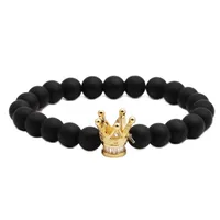 Crown Hip-Hop Vintage Style Black Matte Stone Bracelets Wholesale sku image 1