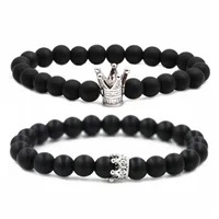 Crown Hip-Hop Vintage Style Black Matte Stone Bracelets Wholesale sku image 6