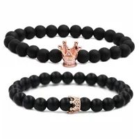 Crown Hip-Hop Vintage Style Black Matte Stone Bracelets Wholesale sku image 7